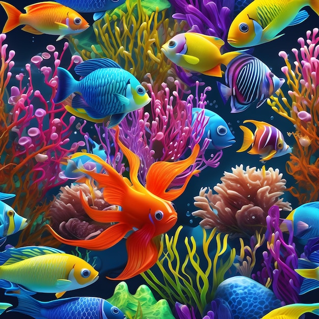 Neon Colors Underwater Landscape Generative AI