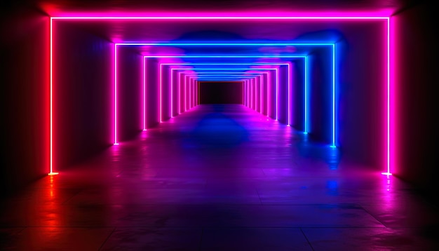 neon corridor hd 8k wallpaper stock photographic image