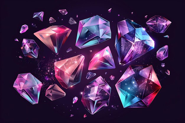 Neon Crystal Art Stralende achtergronden en levendige ontwerpen Banners Posters Flyers en Landing Pages