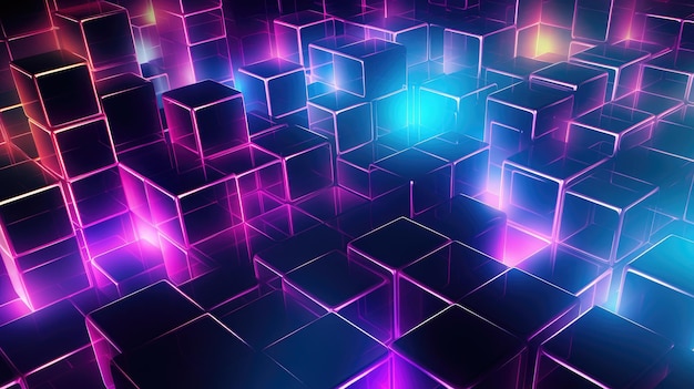 Neon Cubes Background