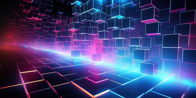 Neon Cubes Background