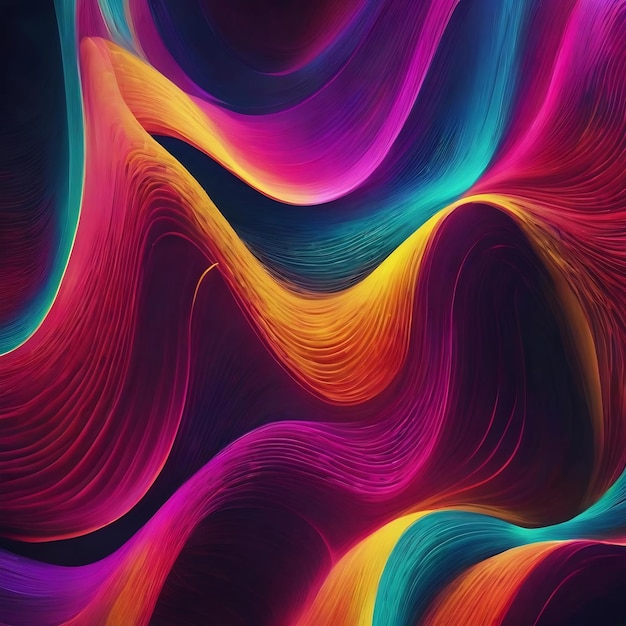 Neon curved wave colorful background generative ai