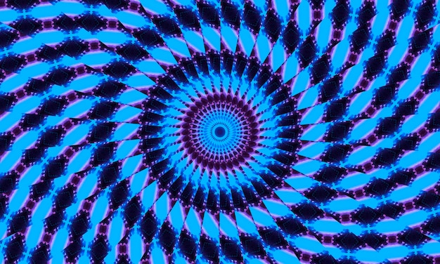 Неоново-голубой темно-синий с фиолетовыми тенями калейдоскоп
