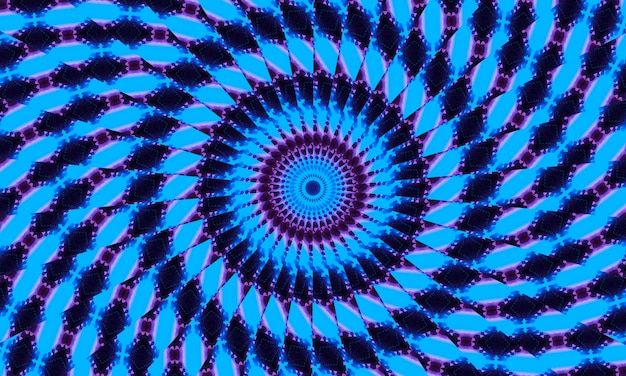 Neon cyan deep blue with purple shadow kaleidoscope