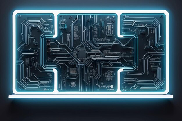 Photo neon cyberpunk circuitry wall mockup