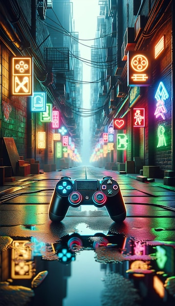 Neon Cyberpunk Gaming Alley