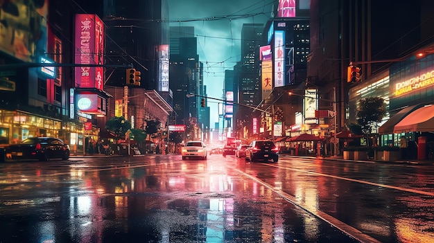 neon cyberpunk stad stedelijke toekomst metaverse nacht paarse straat textuur achtergrond