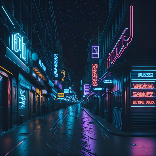 Photo neon cyberpunk streets