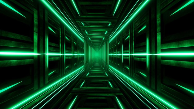 Neon dark green led light digital lines scifi background