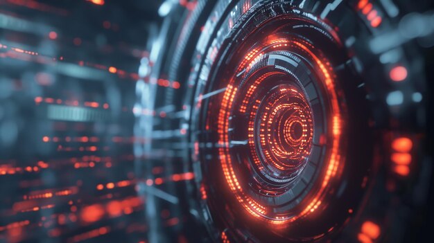 Neon Data Tunnel in a Futuristic Cybersecurity Concept