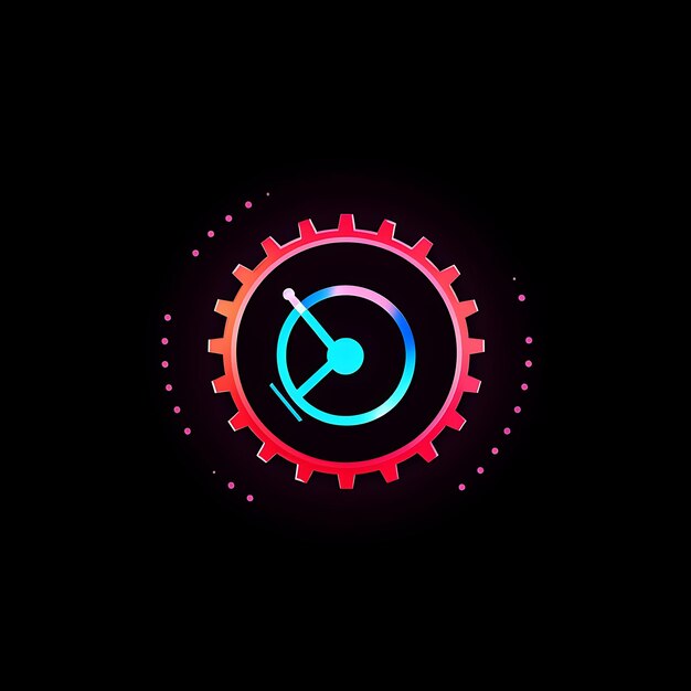 Photo neon design of bicycle logo with gears and arrows bold red and electric blu clipart idea tattoo