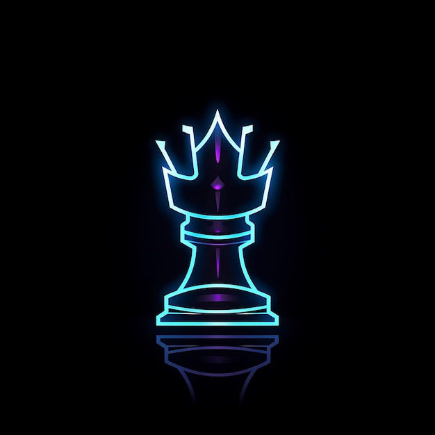 Neon Design of Chess Piece Logo With Shields and Swords Dark Black and Roya Clipart Idea Tattoo