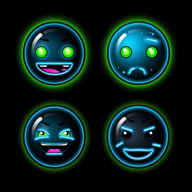 Premium Photo Neon Design of Earth Globe Face Icon Emoji With