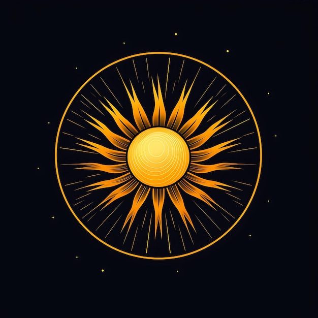 Neon Design of Sun Logo With Clouds and Birds Warm Yellow and Orange Neon C Clipart Idea Tattoo