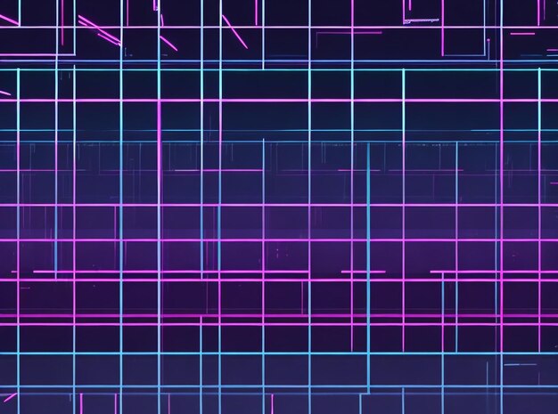 Neon Distortions Abstract Glitch Background with Distorted Grid Pattern