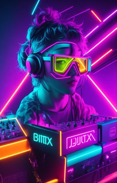 neon dj party bit box