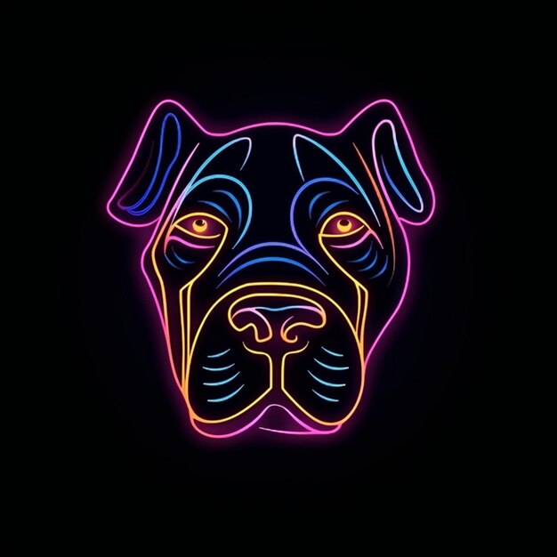 Photo neon dog head logo