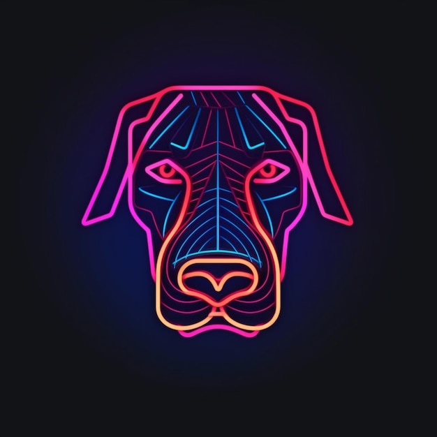 neon dog head logo