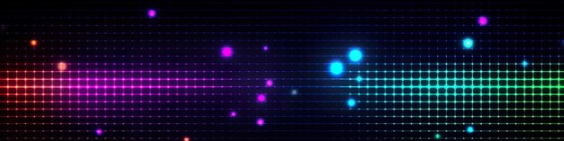 Neon dot matrix background with vibrant mint green and magenta AI generative panoramic banner