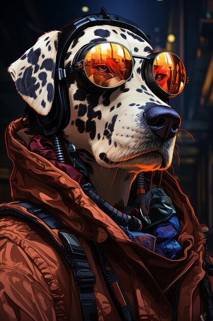 Neon Dreams A Cyberpunk Dalmatians Contemplation