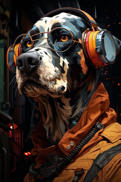 Neon Dreams Een Cyberpunk Dalmatiërs Contemplatie