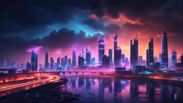 Neon Dreams Futuristic Cityscape by Mike Winkelmann