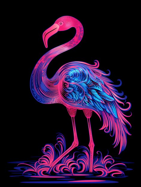 Photo neon dreams vintage vaporwave flamingo coloring page with mythic vibes