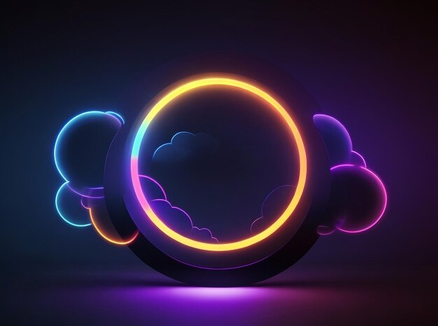 Neon Dreamscape 3D Render абстрактного облака, освещенного неоновым свечением