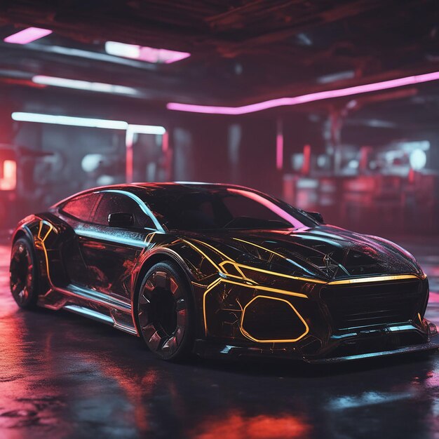 neon effect car generated by ai