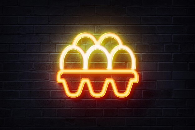 Neon eggs on a brick wall