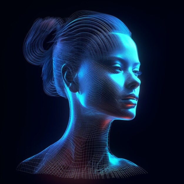 Foto neon elegance una fusione futuristica di donne cibernetiche e ritratti eterici