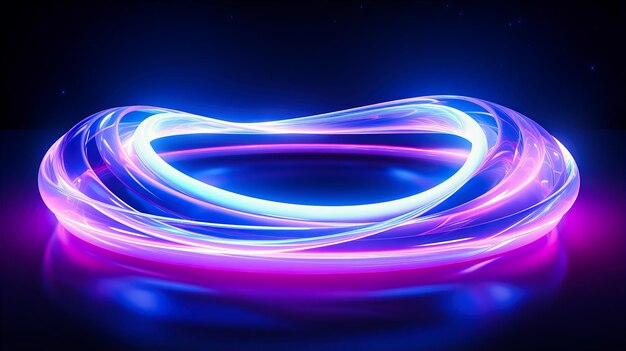 Neon energy rings oscillating in harmony