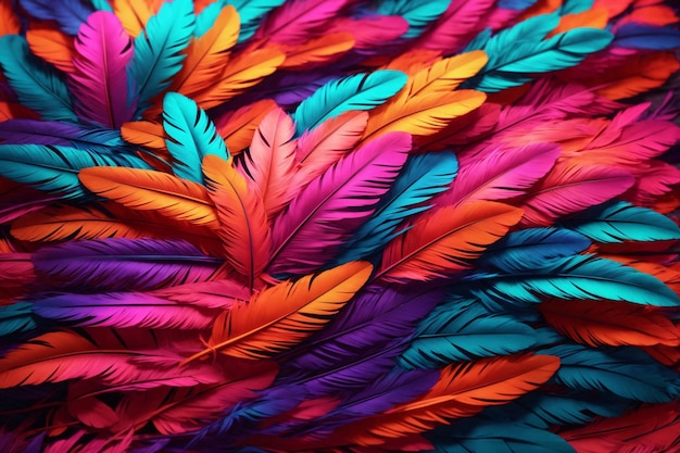 Neon Feather Background Colorful Feather Wallpaper Feathers Background Fluffy Feather Texture Feather Pattern Feather Texture Fur Texture AI Generative