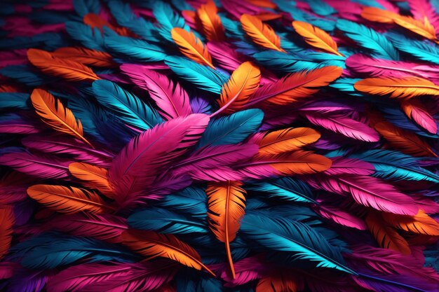 Neon Feather Background Colorful Feather Wallpaper Feathers Background Fluffy Feather Texture Feather Pattern Feather Texture Fur Texture AI Generative