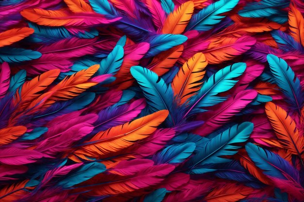 Neon Feather Background Colorful Feather Wallpaper Feathers Background Fluffy Feather Texture Feather Pattern Feather Texture Fur Texture AI Generative