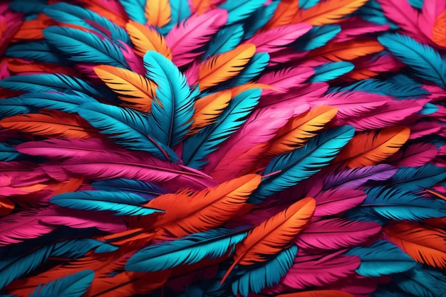 Neon Feather Background Colorful Feather Wallpaper Feathers Background Fluffy Feather Texture Feather Pattern Feather Texture Fur Texture AI Generative