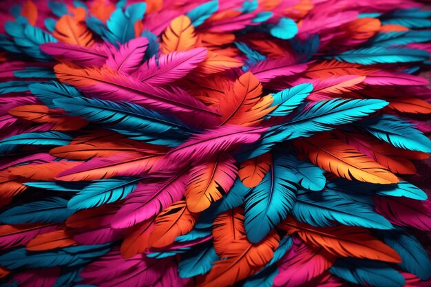 Neon Feather Background Colorful Feather Wallpaper Feathers Background Fluffy Feather Texture Feather Pattern Feather Texture Fur Texture AI Generative
