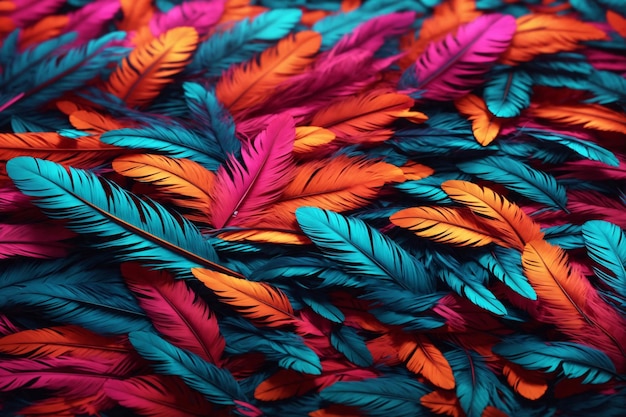 Neon Feather Background Colorful Feather Wallpaper Feathers Background Fluffy Feather Texture Feather Pattern Feather Texture Fur Texture AI Generative