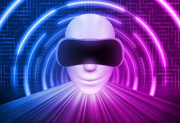 neon fiber optic tunnel ai future technology metaverse concept