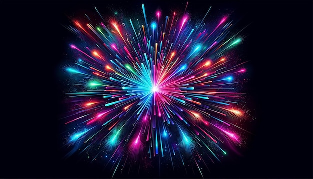 Photo neon firework burst abstract explosion