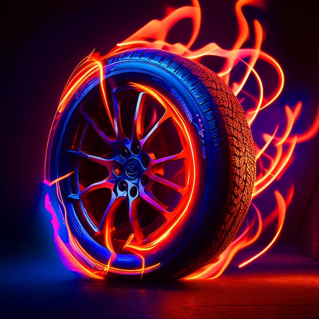 Neon Flames Tires fire images free downloade