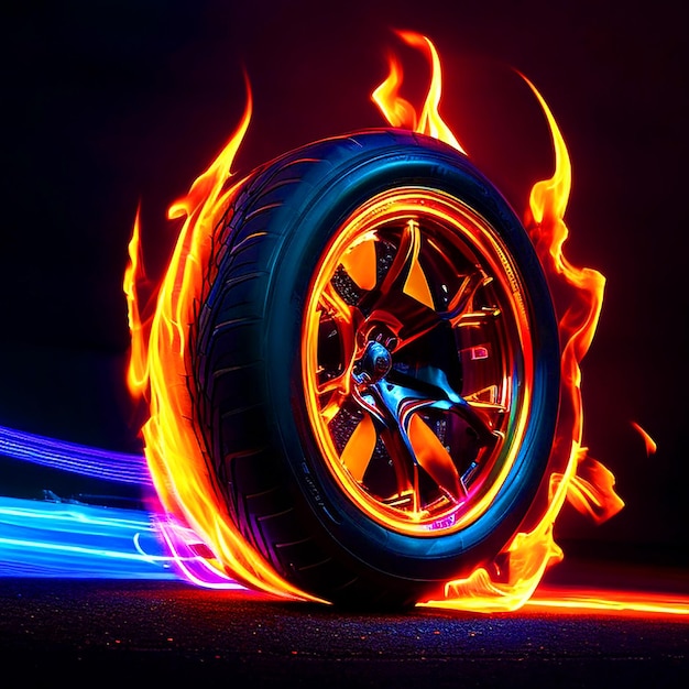 Neon Flames Tires fire images free downloade