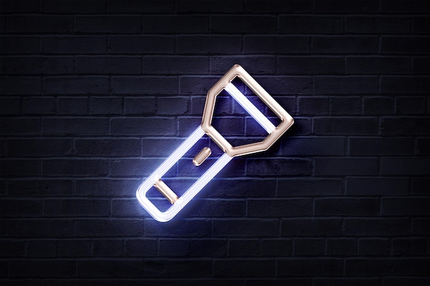 Neon Flashlight on a brick wall