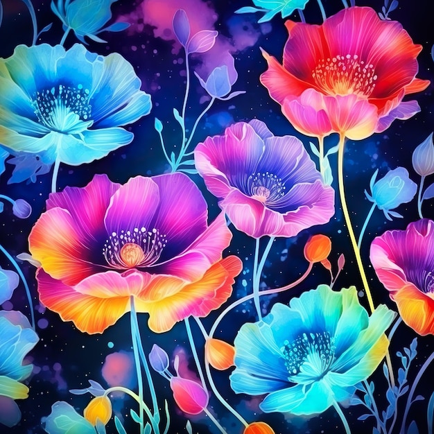 NEON FLORAL WALLPAPER