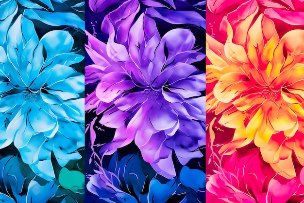 neon flowers pattern