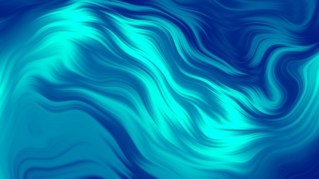 Neon fluid abstract background wavy lines with cyan turquoise navy blue colors high quality photo