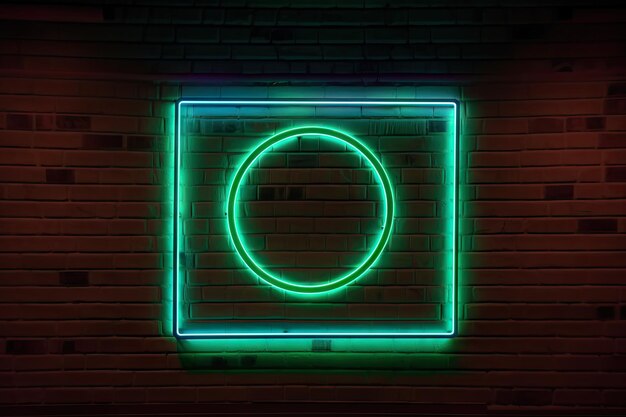 Neon frame on brick wall background created with generative ai