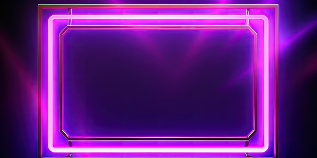 Foto neon frame in minimalistische toneelontwerp stijl paarse en roze spectaculaire achtergrond