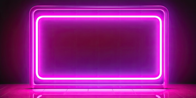 Neon frame in minimalist stage design style purple and pink spectacular background