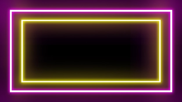 Neon frame on a purple background